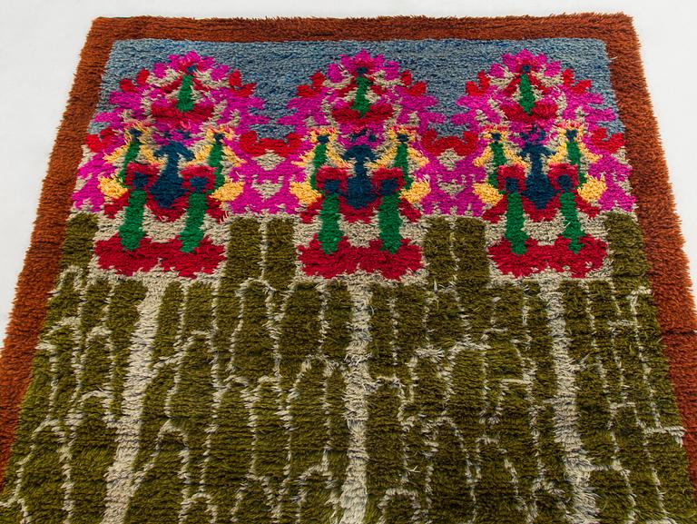 Maria Schwartsberg, ryijy,malli Suomen Käsityön Ystävät. Suunniteltu 1910. Noin 180 x 119 cm.