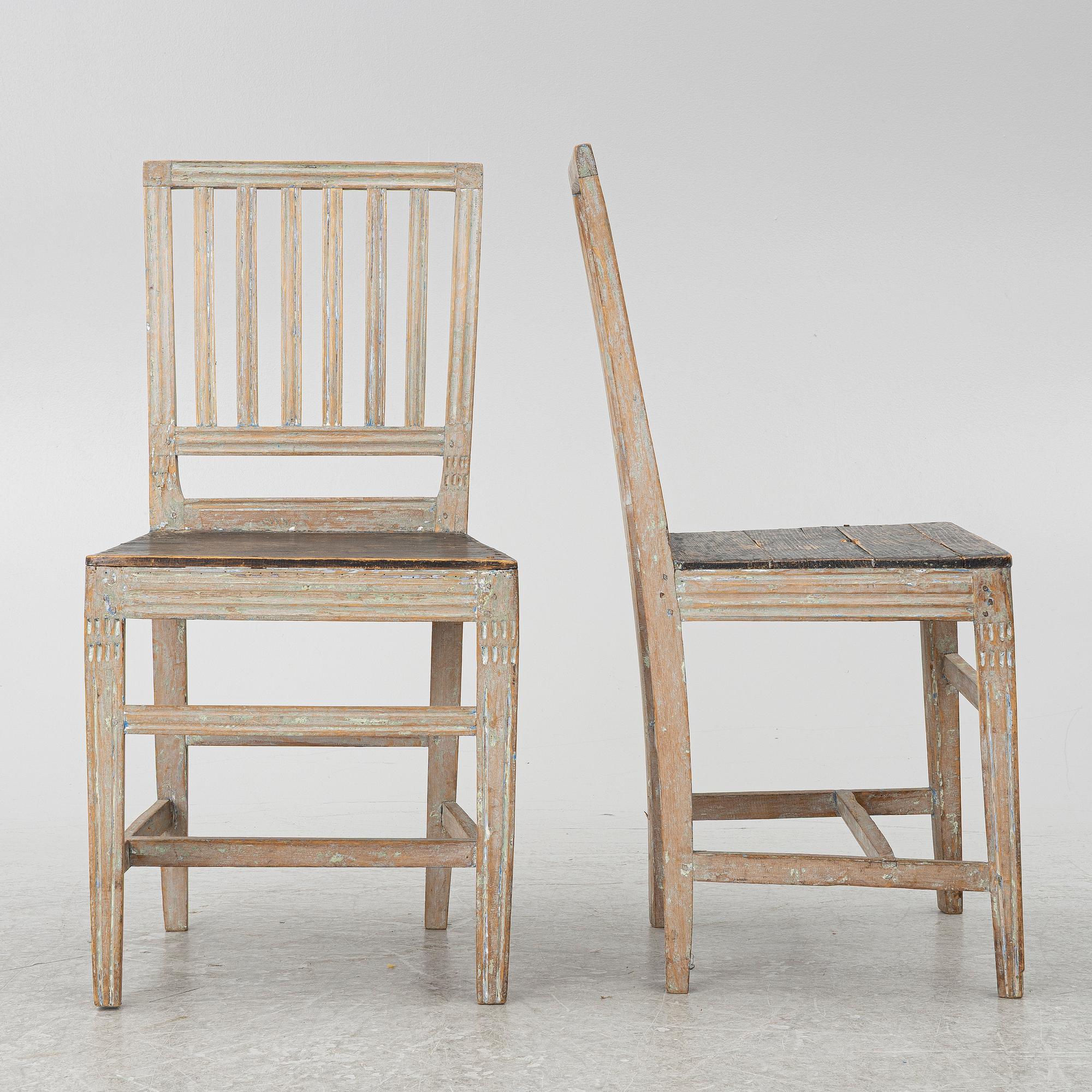Chairs, 6, folk art. 19th century.