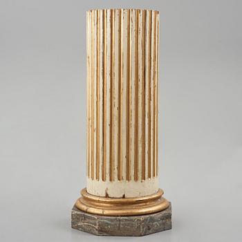 A Gustavian painted and giltwood column, late 18th century.