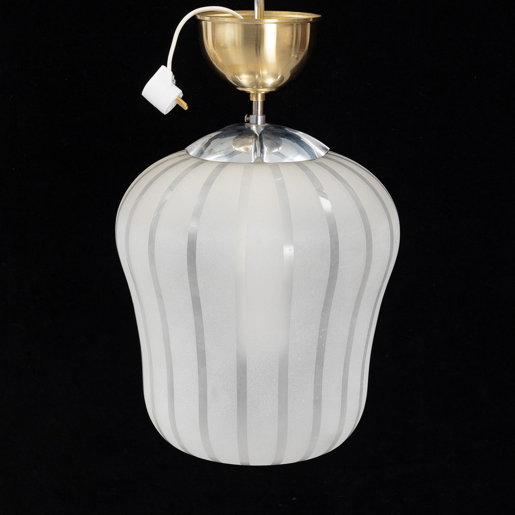 Taklampa, Swedish Modern, Orrefors, 1940-tal.