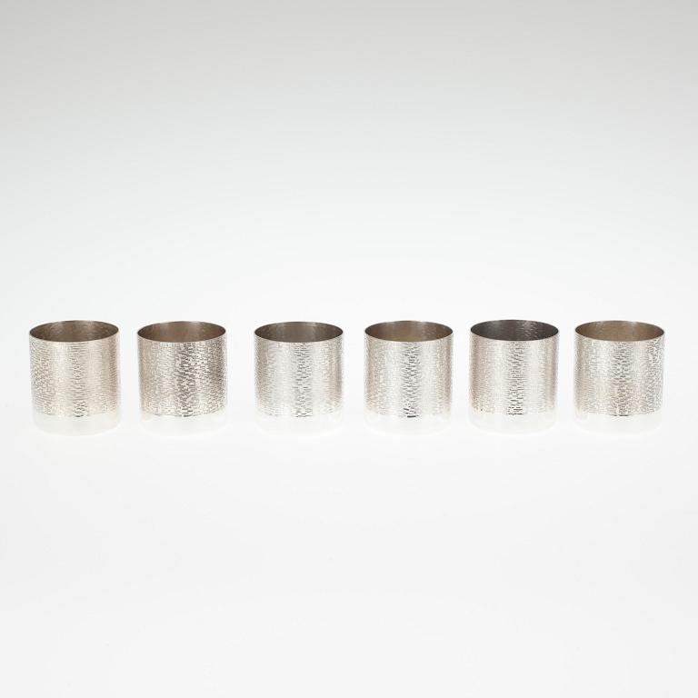 BÄGARE, 6 st, silver, Hopeakeskus, 1974. Vikt ca 421 g.