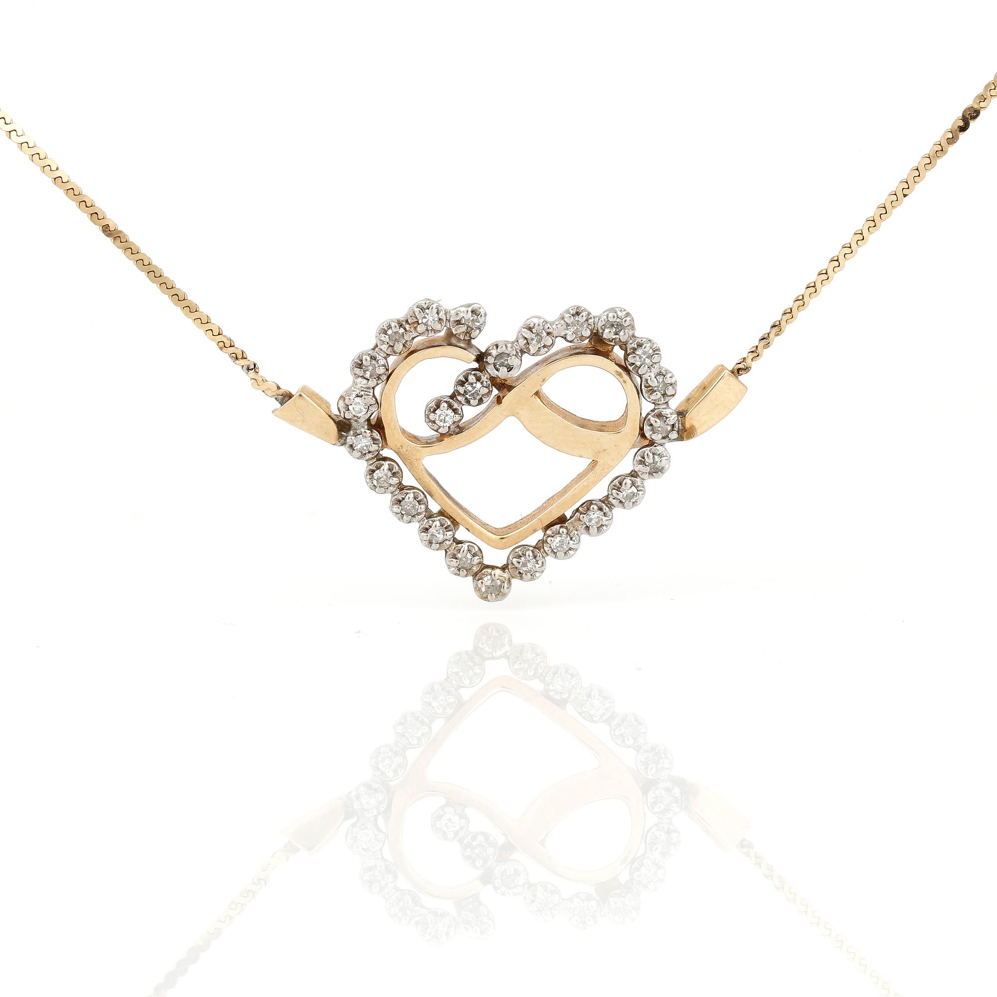 HÄNGSMYCKE, 14K guld med små diamanter, tot ca 0,25 ct, troligen Italien. Total vikt ca 4,88 g.
