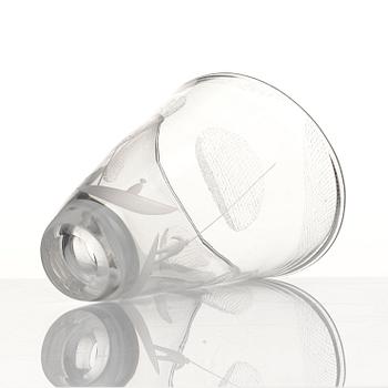 Vicke Lindstrand, an engraved glass vase, Kosta, Sweden 1950-60s.