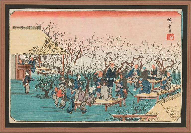 Utagawa Hiroshige I, hänen mukaansa, väripuupiirros, Japani.