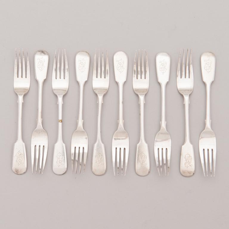 A 20-piece silver Russian cutleryset Moscow 1896.