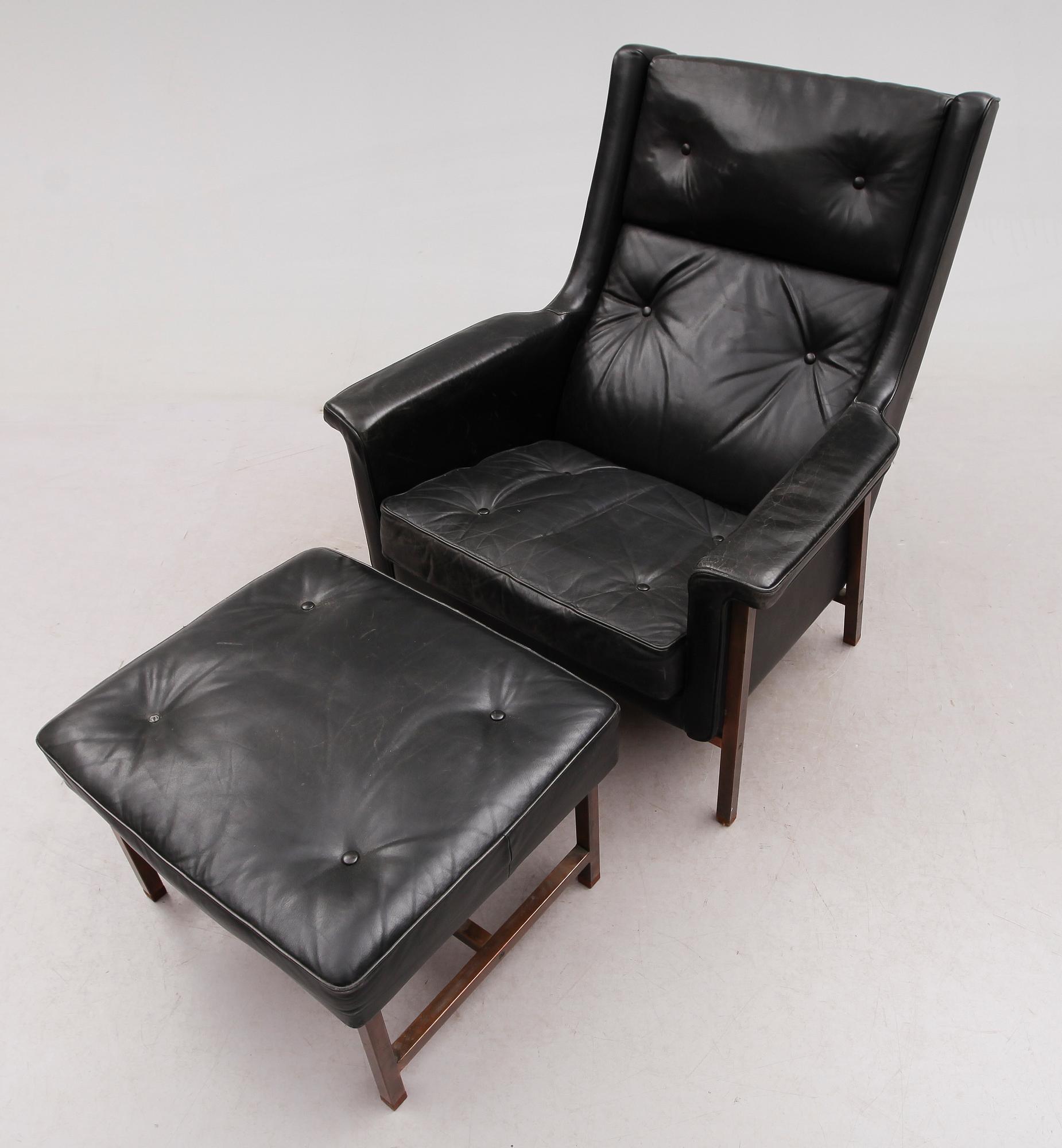 FÅTÖLJ MED FOTPALL, Ekselius, 1960-tal.