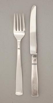 FRUKTBESTICK, 6+6 st, silver, "Rosenholm", GAB, Stockholm, 1957. Total vikt ca 340 g.