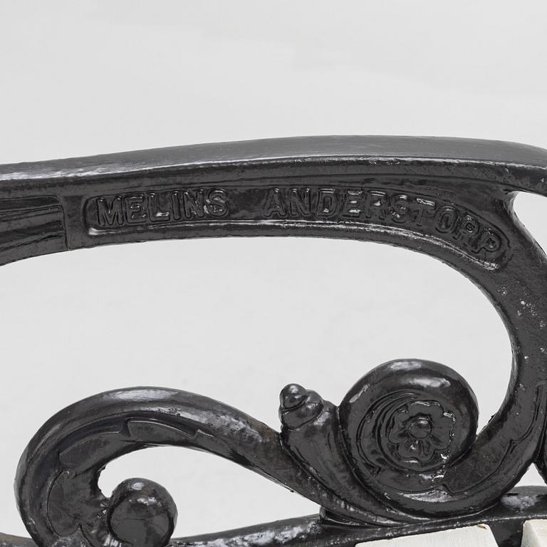 A pair of garden chairs, Melins Metallgjuteri, Anderstorp, second half of the 20th Century.