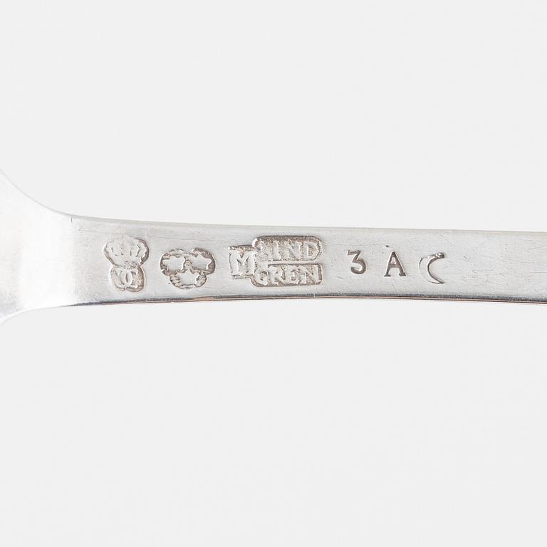 Skedar, 13 st, silver, bl.a. Gustaf Folcker, Stockholm 1825.