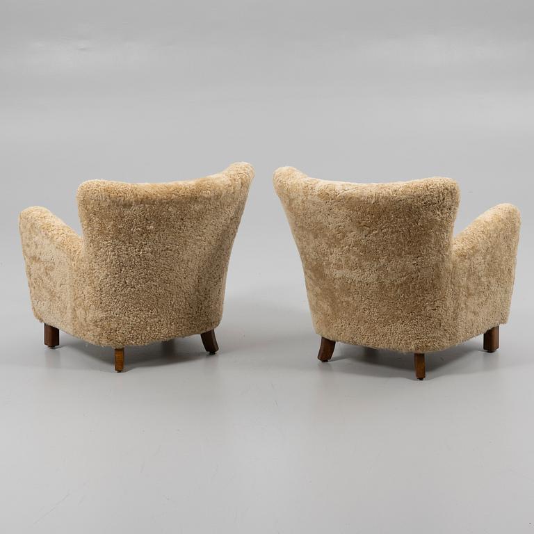 Fåtöljer, ett par, Scandinavian Modern, Dansk snickarmästare, 1940-tal.