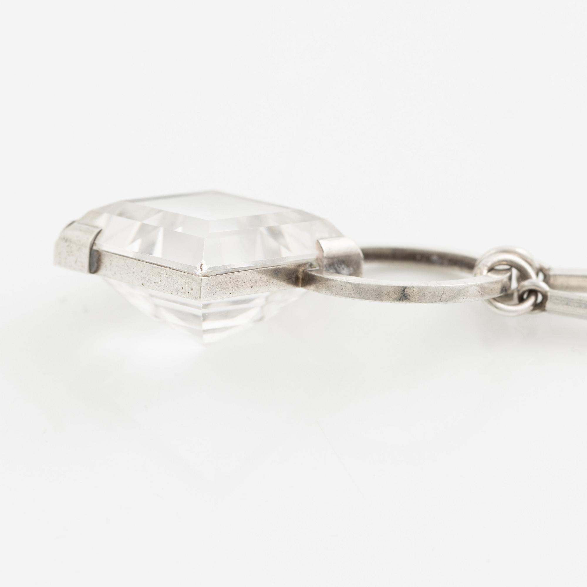 Wiwen Nilsson, a necklace, sterling silver with step-cut rock crystal, Lund 1974.