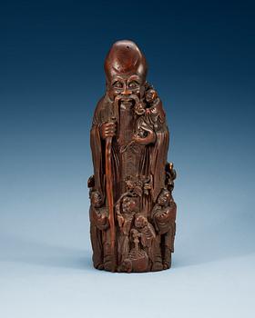 1301. SKULPTUR, bambu. Qing dynastin, 1800-tal.