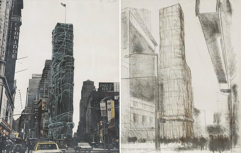 Christo & Jeanne-Claude, "Allied Chemical Tower packed, Project for 1 Times Square, New York", from; "(Some) Not Realized Projects". (2).