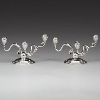 A pair of W.A. Bolin silver candlesticks, Stockholm 1934.