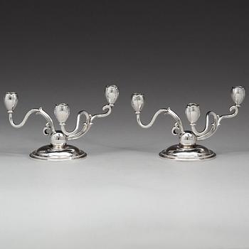 A pair of W.A. Bolin silver candlesticks, Stockholm 1934.