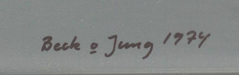 BECK & JUNG, litografi, "Hundie", signerad och daterad 1974, numrerad 11/20.