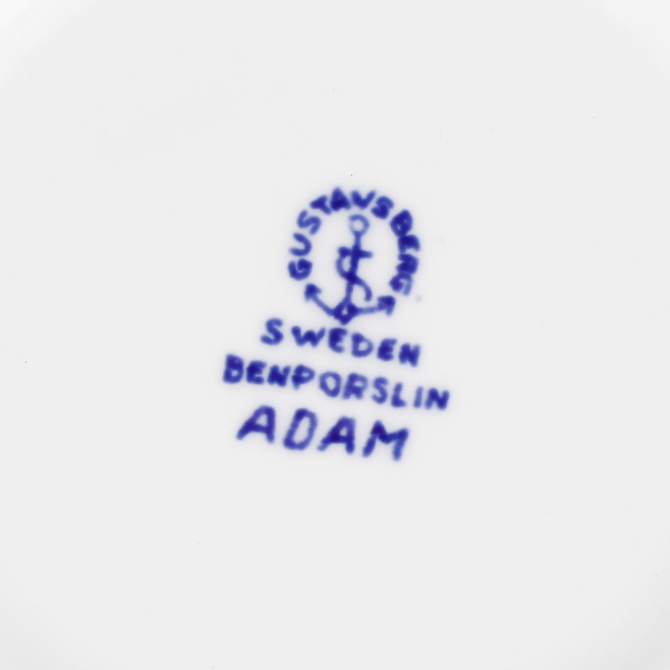 KAFFEKOPPAR med fat, 6 st, porslin, "Adam", Stig Lindberg, Gustavsberg.