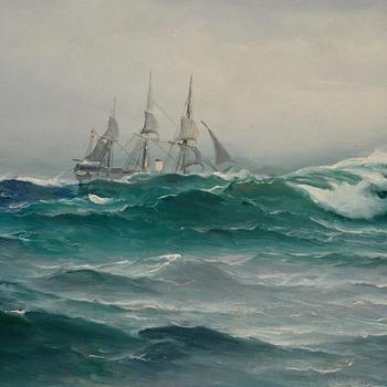 Vilhelm Victor Bille, Steamship sailing on a reach.