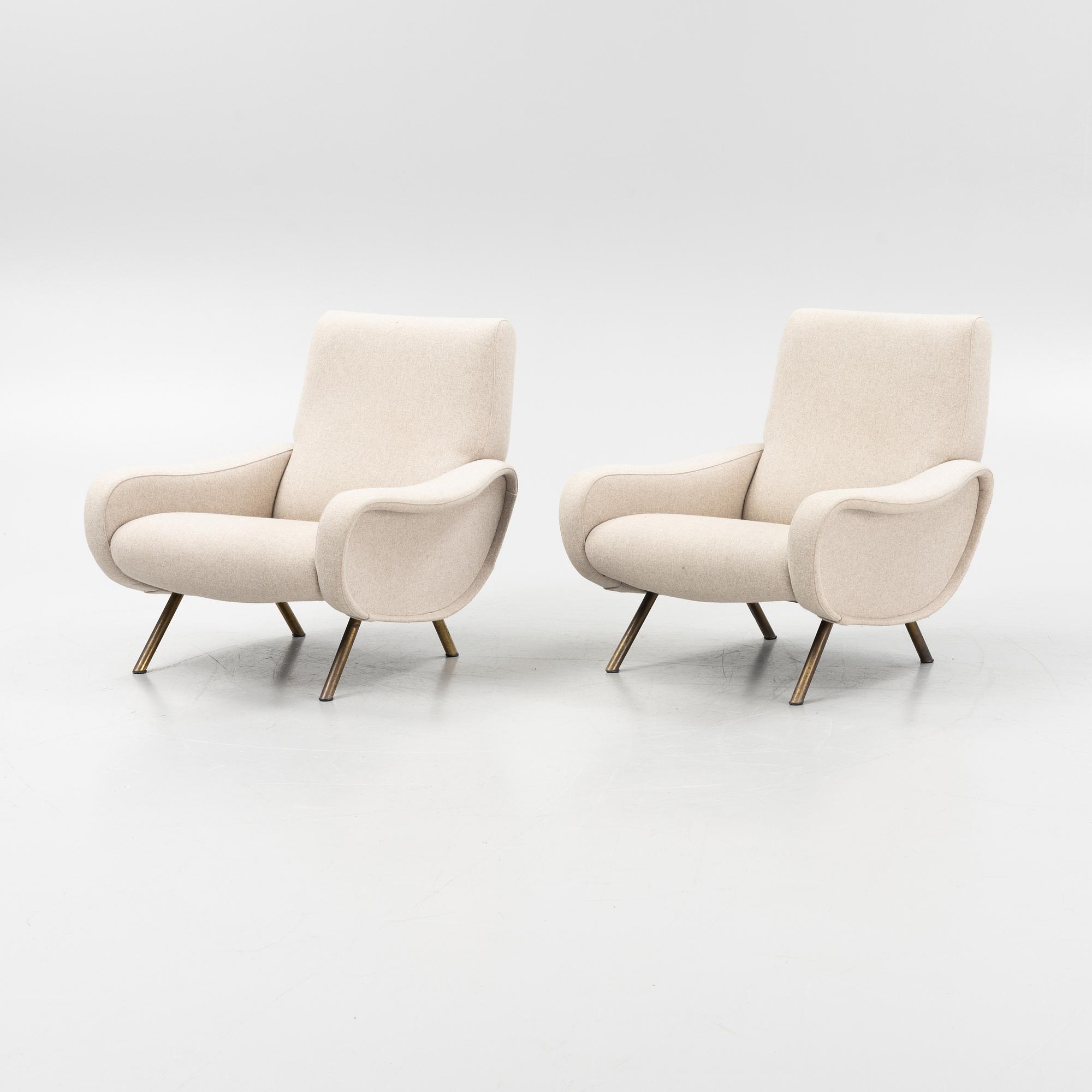 Marco Zanuso, a pair of 'Lady Chairs', Arflex, Italy, post 1951.
