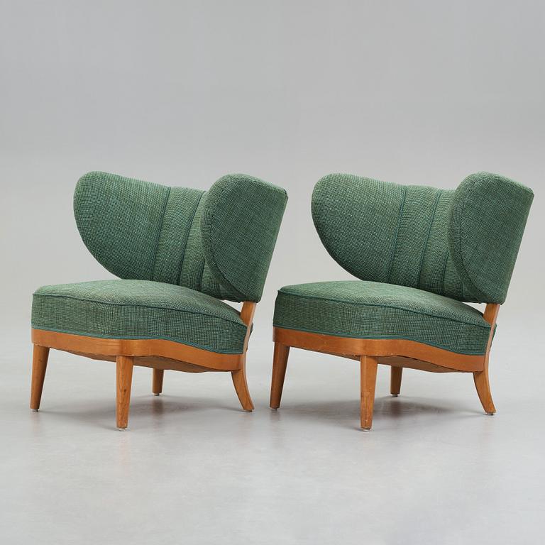 Otto Schulz, a pair of upholstered easy chairs, Boet, 1940's.