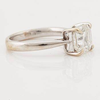 A Assher cut diamond ring.