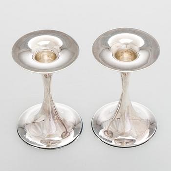 Tapio Wirkkala, a pair of silver 'Trumpet' candlesticks, Kultakeskus, Hämeenlinna 1969.