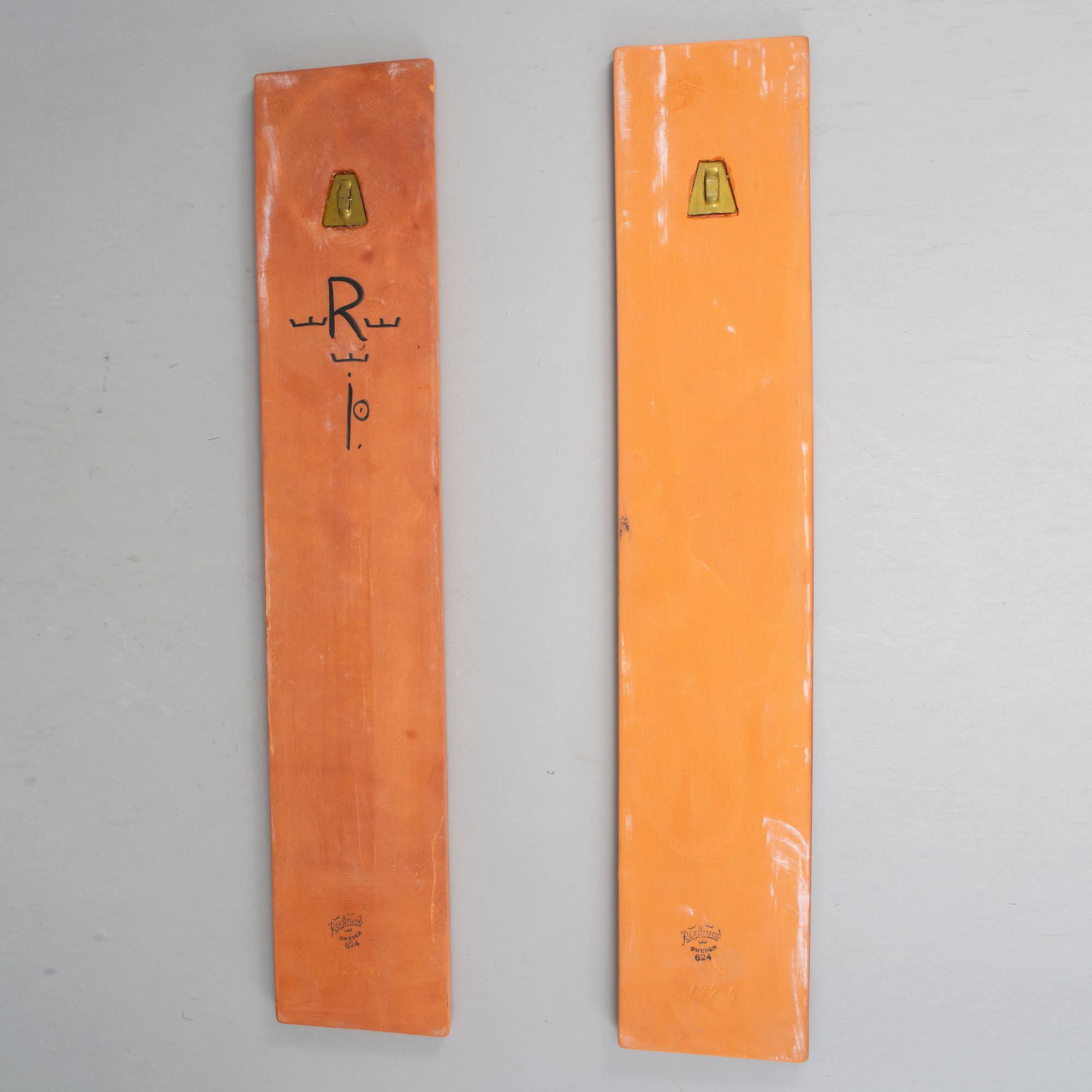 INGER PERSSON, a pair of earthenware wall reliefs, Rörstrand, Sweden  1960-70's.