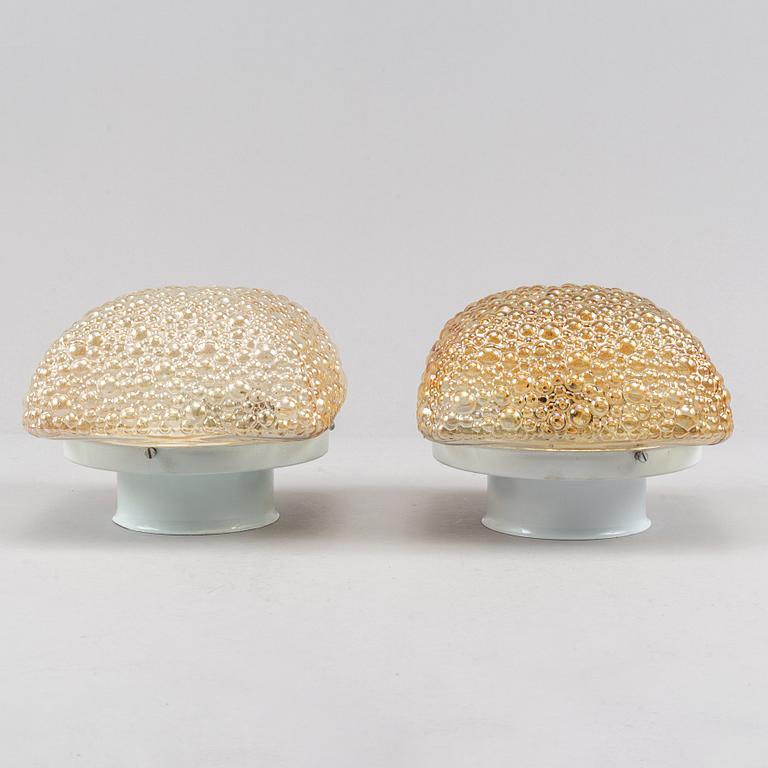 A pair of glass ceiling lights, Glashütte Limburg, Germany, second half of the 20th Century.