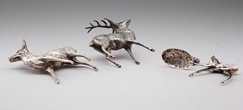 FIGURER, 4 st, silver, tre från Spanien, 1900-talets mitt. Vikt ca 620 gram.