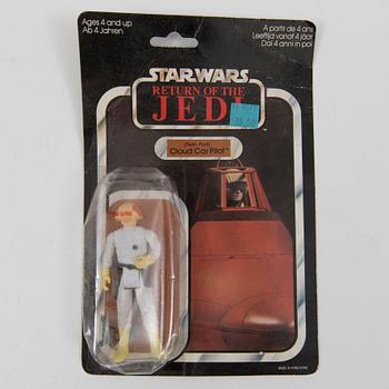 An unopened tri-logo/Return of the Jedi "hybrid" Cloud Car Pilot, Palitoy, 1983.