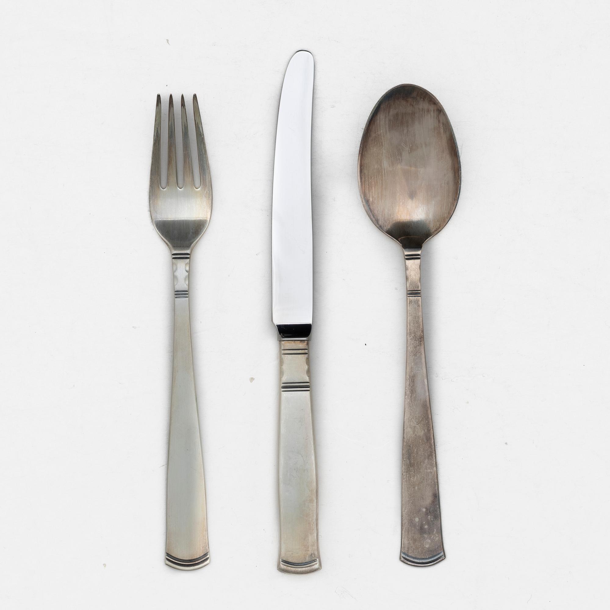 Jacob Ängman, Bestickservis, 16 delar, silver, "Rosenholm", GAB, Stockholm, 1960-2004.