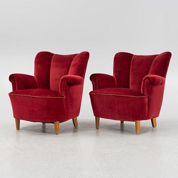 A pair of Swedish Modern armchairs, 1940's.