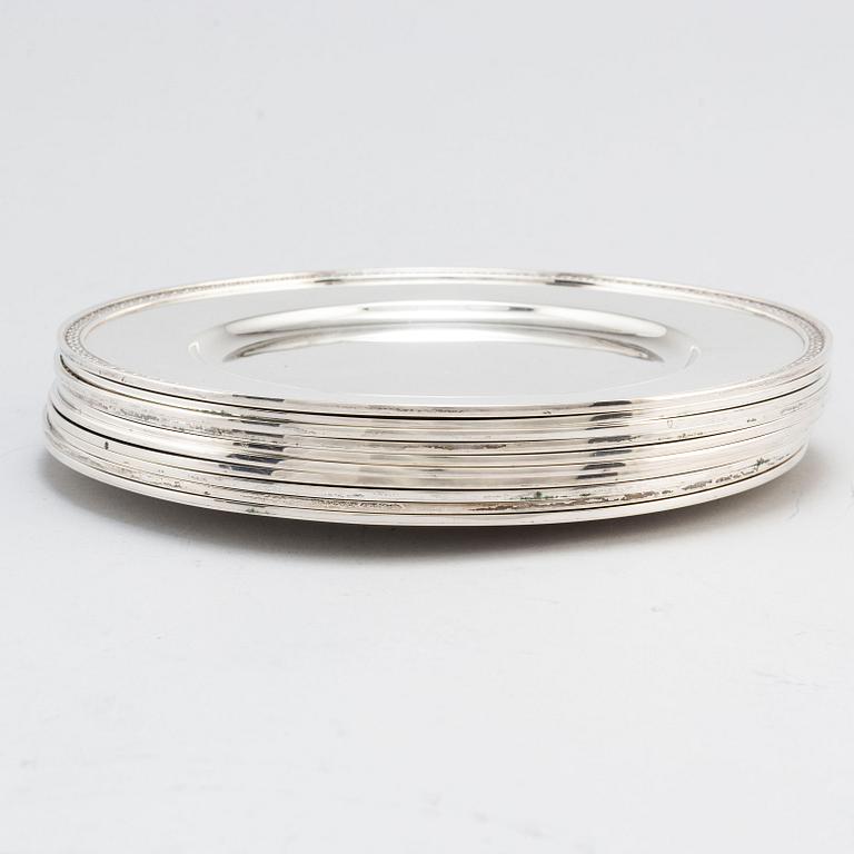 ATELIER BORGILA, undertallrikar, 10 st, sterlingsilver, Stockholm, 1946.