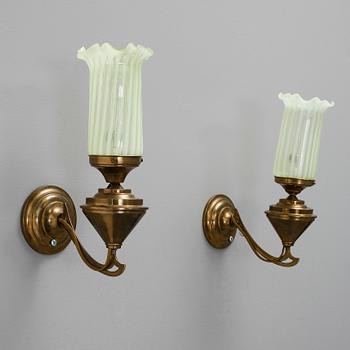 VÄGGLAMPOR, ett par, jugend-stil, 1900-mitt.