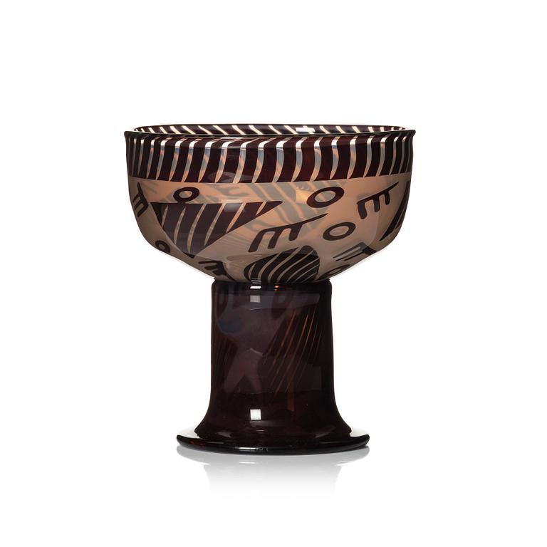 Eva Englund, a 'graal' glass goblet 'Chalice II' , Orrefors, Sweden 1988.