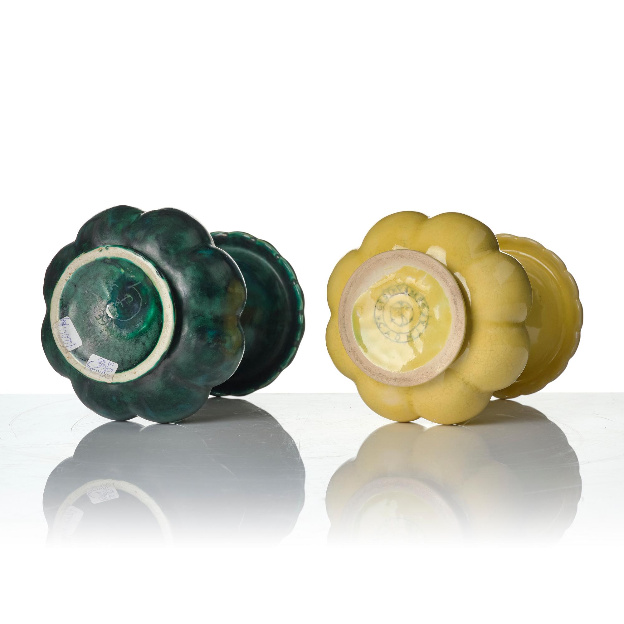 Wilhelm Kåge, two earthenware vases, Gustavsberg, one dated 1930.