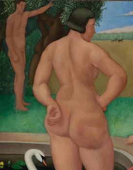Mats Mason, Bathers by the swan pond.