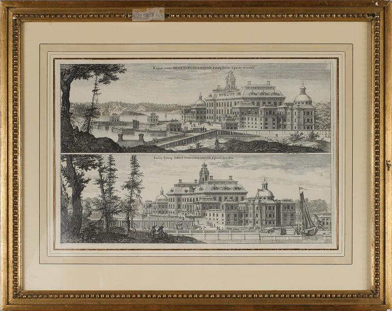 KOPPARSTICK, 2 st, ur Suecia Antiqua et Hodierna, 1700-/1800-tal.