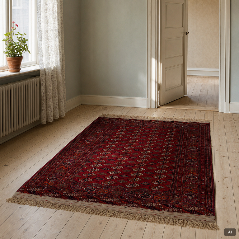 An old Turkmen carpet, c. 235 x 175 cm.