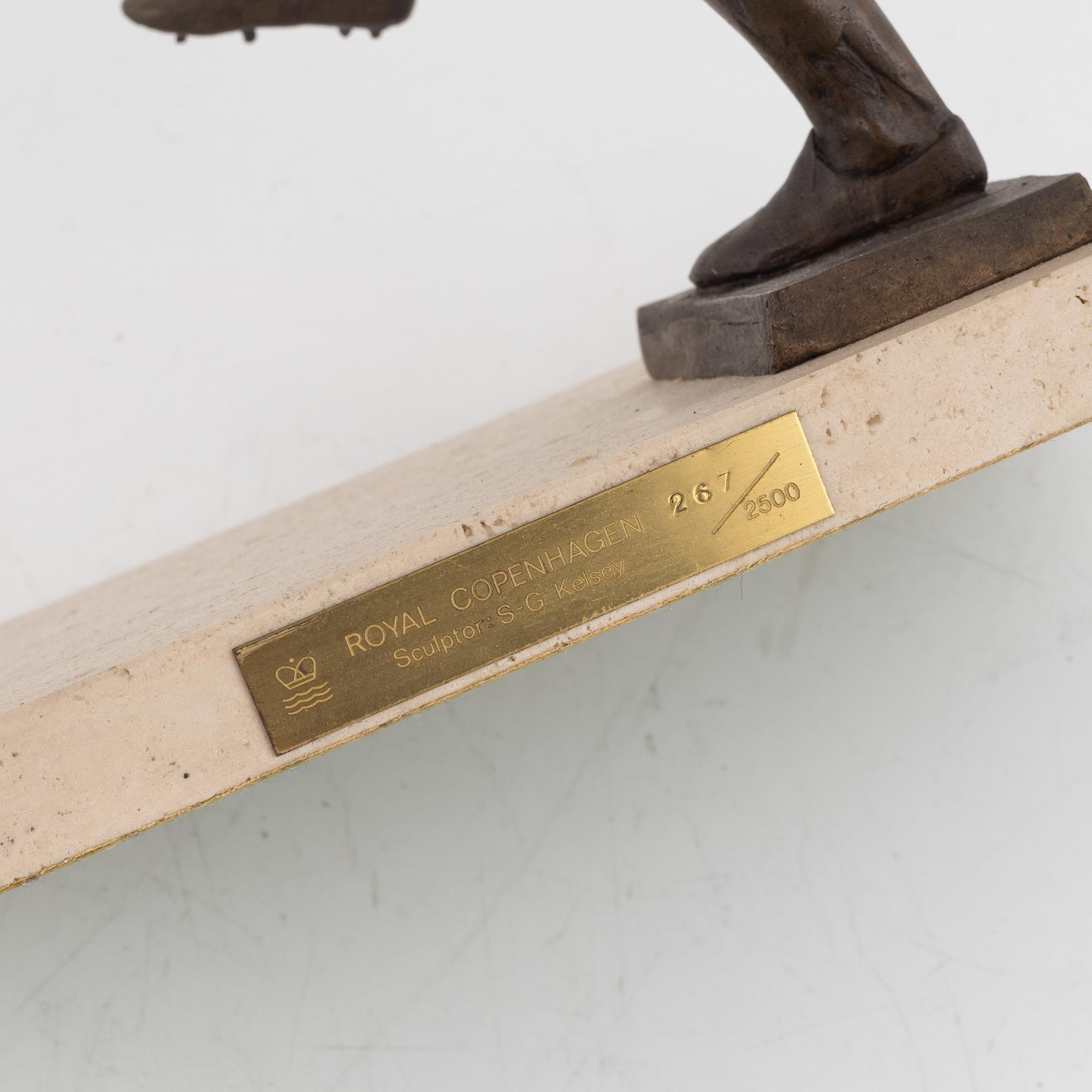 Skulptur, Royal Copenhagen, SG Kelsey, Fotbollsspelare.