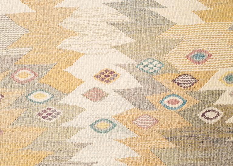 Barbro Nilsson, a carpet, "Tånga ljus", flat weave, ca 226,5 x 163-164 cm, signed AB MMF BN.