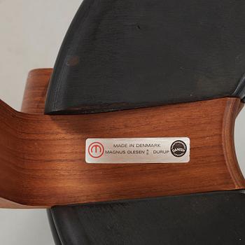 Rud Thygesen, a pair of teak and black lacquered stools, Magnus Olesen, Denmark 1970's.