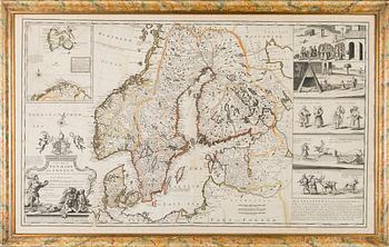 KARTA, HERMAN MOLL, "New map of Denmark and Sweden According to the Newest and most Exact Observations".