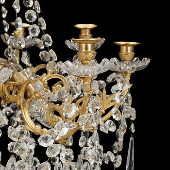 LJUSKRONA, mässing, Oscariansk, omkring sekelskiftet 1900. Höjd 105 cm.