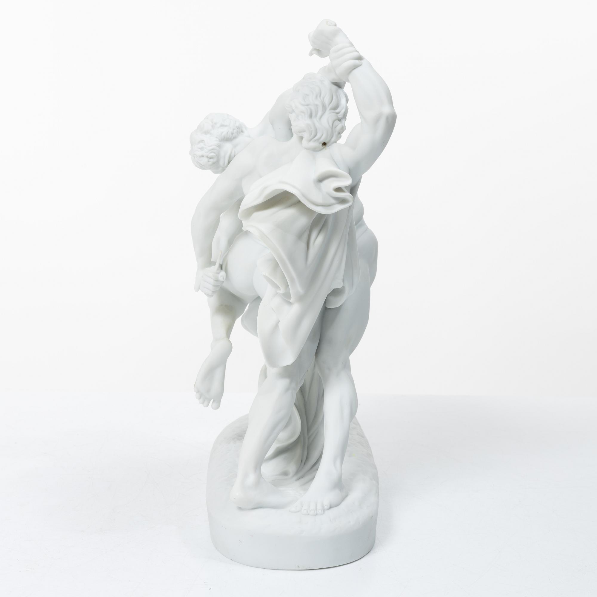 Johan Peter Molin, efter, sculpture, Parian, "The Belt Bucklers".