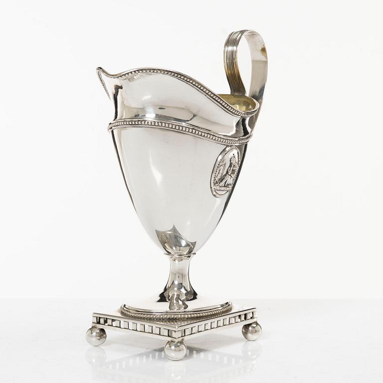 A Swedish 18th century parcel-gilt silver cream-jug, mark of Johan Schröder, Landskrona 1799.