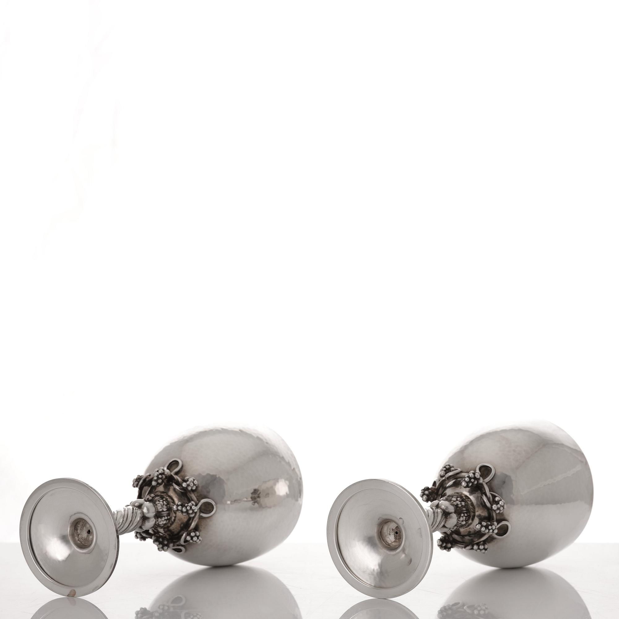 Georg Jensen, vinglas, ett par, Köpenhamn 1988 & 1996, sterling silver, designnr 263.
