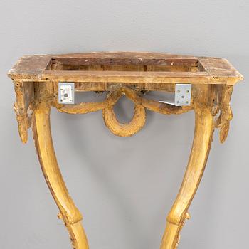 A presumably Danish Louis XVI giltwood and marble console table, late 18th century.