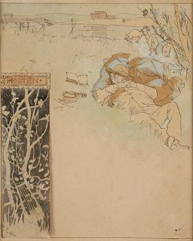CARL LARSSON, Akvarell, signerad.