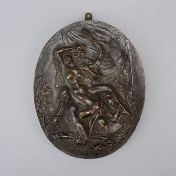 CLAUDE MICHEL CLODION, hans art. Medaljong. Mörkpatinerad brons, oval 26,5 x 21,5 cm.